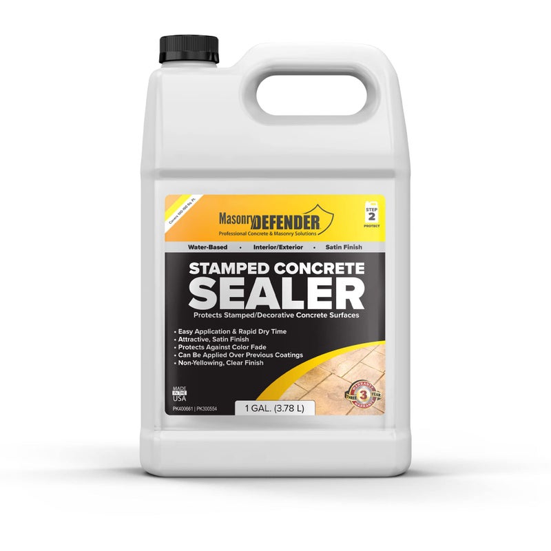 MasonryDefender Stamped Concrete Sealer, 1 Gal - Clear, Water-Based, Satin Finish Sealer for Decorative Concrete Surfaces - Image 1